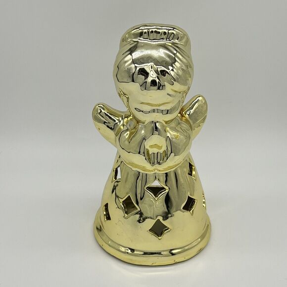 Vintage Praying Angel Candle Holder 6.5” Figurines Set of 2 Gold & Silver Tone - Picture 5 of 16